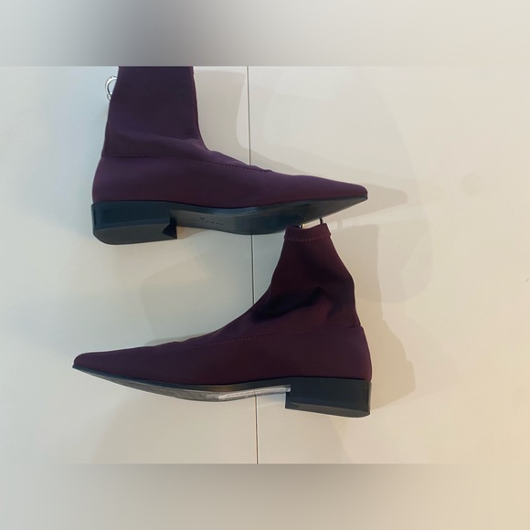 Women’s ZARA Pointed Toe Zipper Booties -Maroon/plum -Size EU 36 us 6 NWOB - Picture 2 of 11